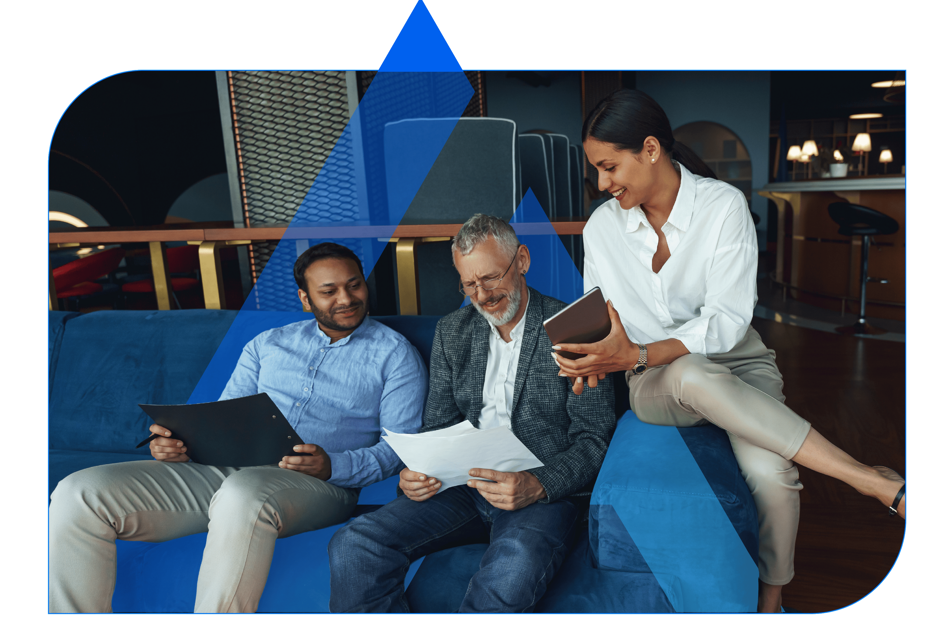 Dentists sitting on a couch learning about leadership